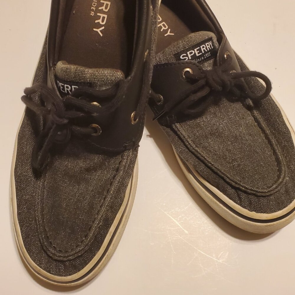 Sperry Men's Top-Sider Boat Shoes Black/Gray with Memory Foam Insoles Si…